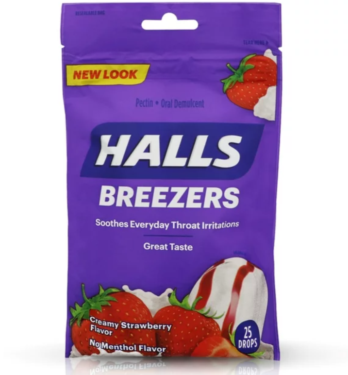 Halls Breezers Drops Cool Creamy Strawberry
